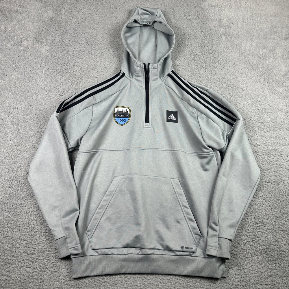 Academy FC 1993 Tulsa Adidas Aeroready 1/4 Zip Hoodie Mens Large Gray Soccer